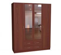 Шкаф для платья и белья 4-х дверный с 2 ящиками и 2-мя зеркалами С 299/1 М