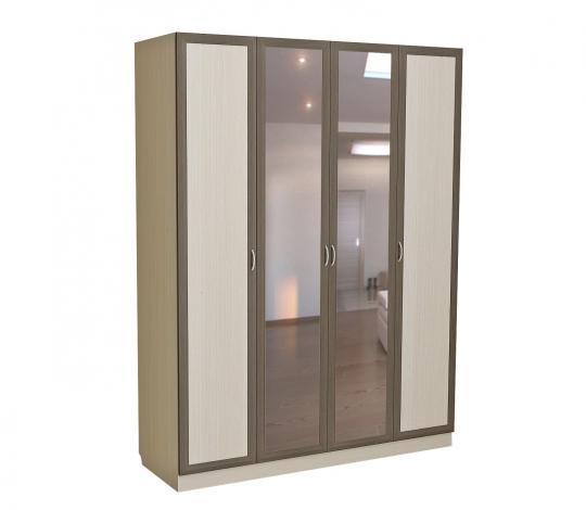 Шкаф для платья и белья 4-х дверный с 2-мя зеркалами С 200/1 М - фото №1