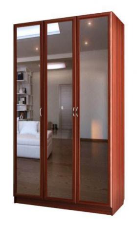 Шкаф 3-х дверный для платья и белья зеркалами С 404/3 М - фото №1