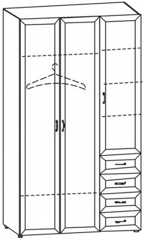 Шкаф 3-х дверный с ящиками для одежды и белья 6.47 - фото №7